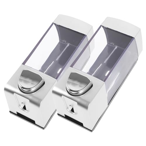 BESTYASH 2Pcs Wall Mounted Soap Dispenser Transparent Pressed Liquid Container for Bathroom and Kitchen Easy Push Design Modern Style No Leakage Convenient Refill