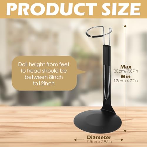 Image of Yaocom 12 Pcs Action Figure Stand Action Figure Display Holder with Expandable Waist Wire for 8 inch to 12 inch Model Bear Display Rack(Black, Silver)