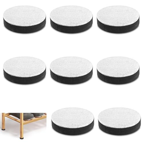 MBAIYO 8 Elevadores de muebles, autoadhesivos, elevadores de mesa, antideslizantes, de fieltro, elevadores de muebles, color negro, 6,5 cm de diámetro, 1,5 cm, altura elevada para muebles para silla