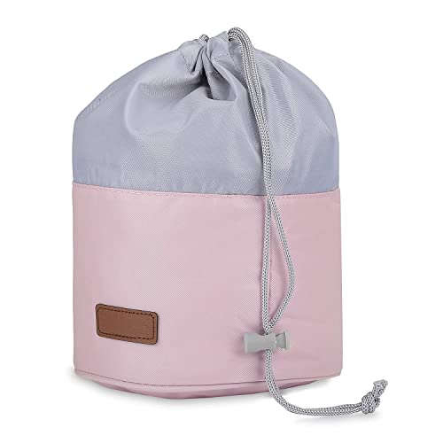 LAAYO Multifunctional Extra Large Cosmetic Makeup Bag,Toiletry Travel Organizer-Barrel Shaped Vanity Box with Waterproof Storage- Collapsible, Portable, and Stylish