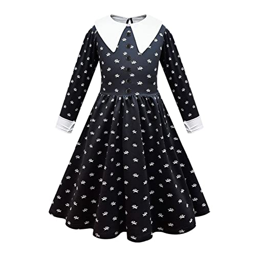 Vestido De Quarta-feira Addams Para Menina, Vestido Preto Com Bolsa, Fantasia De Quarta-feira Addams