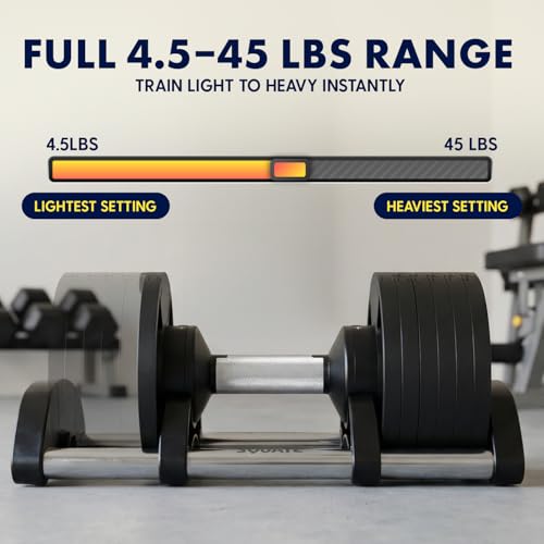 Image of SQUATZ Adjustable Dumbbells with Quick Weight Change, Space-Saving Dumbbell Set with Anti‑Slip Handle, Secure Locking System, Heavy‑Duty Plates & Base for Home Workout and Strength Training