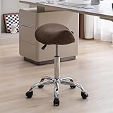 FIRAVOE Saddle Stool, Swivel Saddle Stool with Wheels, Adjustable Rolling Stool 18'-26', Faux Leather Rolling Stool for Salon, Massage, Clinic, Lab, Office (Tan, 1PCS (18'-26'))
