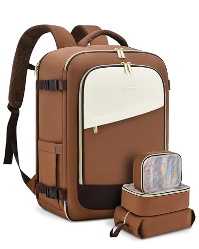 Image of LOVEVOOK Travel Backpack for Women, 40L Carry On Backpack Flight Approved, Large Personal Item Bag Fits 17 inch Laptop, TSA Approved Luggage with 3 Packing Cubes,Waterproof Weekender Gym Essentials