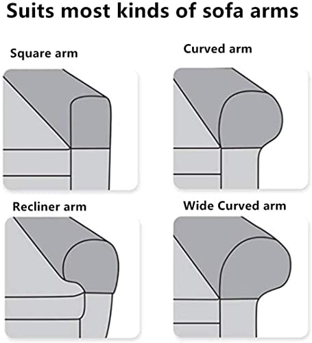 Badass Sharks Sofa Armrest Protectors For Armchairs, Sofas, Non-Slip Armchair, 2Pcs/Set Fleece Premium Armrest Covers Stretchy Chair Sofa Couch Arm Protector Stretch Fit (Light Grey With Pocket) #TOP7