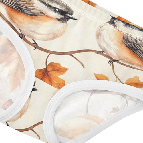 Fall Pumpkin Bird Autumn Panties for Girl Toddler Underwear Floral Cotton Aesthetic Briefs Undies Kids 2t4