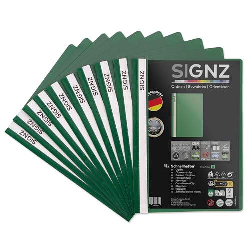 SIGNZ Schnellhefter DIN A4, stabil, 11 Stück, grün...