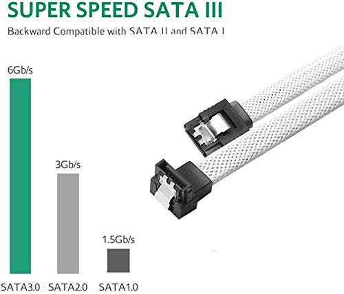image for QIVYNSRY 3PACK SATA Cable III 3 Pack 90 Degree Straight to Right Angle