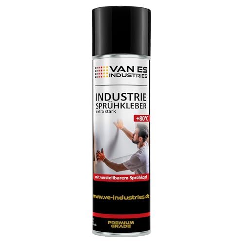 Sprühkleber - Extra starker Kleber für Heimwerk & Industrie | Klebe-Spray für Schaumstoff, Holz, Stoff, Leder, Filz uvm. | verstellbarer Sprühkopf | 500ml Dose (1)
