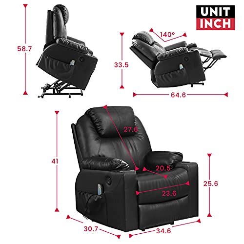 Fdw Lift Chair For Elderly Electric Recliner Power Recliner Massage Chair With Heat And Massage,Side Pockets &,Usb Ports For Home Living Room,Black #TOP6