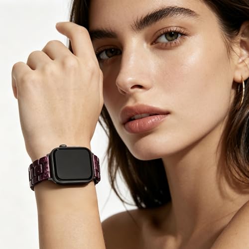 Image of CRIS-BAND Resin Bands Compatible with Apple Watch Series 11 /10 /9 /8 /7 Bands 46mm 45mm 44mm 42mm 41mm 40mm for Women, Strap for iWatch Ultra 3 /2 49mm Series 6 /5 /4 /3 /2 /1 /SE3 Slim Bracelet Wristband