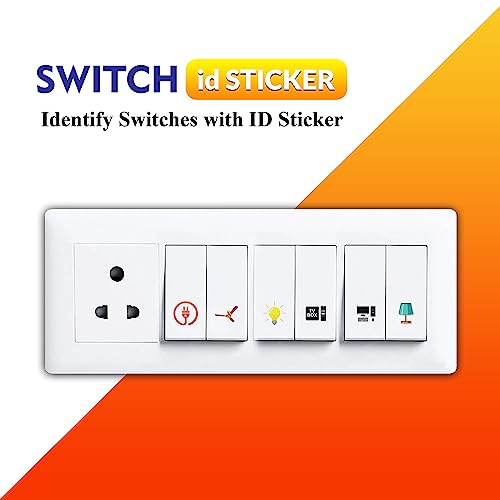 Image of CLICKEDIN Switch ID Sticker Transparent Vinyl Multicolor Labels 3-A4 Sheet for Electric Board Appliances Including 27 Designs in Total 495 Stickers for Switches