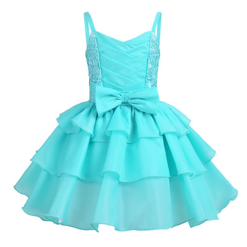 Image of Ripening Baby Girls Stylish Princess Dresses Satin Pretty Birthday Kids Frock Sky Blue