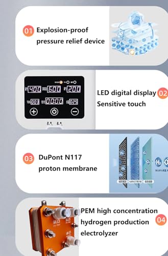 YUDNLIB Hydrogen Inhalation Machine, 99.99% Pure H2 & O2 Output, Molecular Hydrogen Generator, 3 Specifications (600/900ml), for Home, Bedroom, Travel, Elderly - Image 5