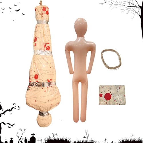 Djowyh Decoración de cuerpo completo | Muñeca hinchable de cuerpo completo | Muñeca de sangre realista de terror de tamaño real para casa embrujada, césped, aula, festival, fiesta, jardín