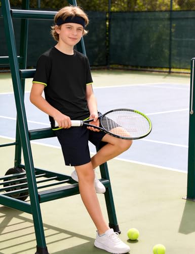 Image of Somaibo Boys Athletic Shirts Mesh Kids Short Sleeve T-Shirts Quick Dry Youth Activewear Tops for Teens