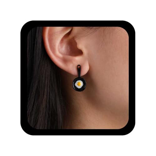 Xduargs Pendientes de espátula estilo bohemio para sartén, color negro, estilo vintage, bonitos aretes de pala, aretes asimétricos de dibujos animados para cocinar y hornear, joyería para mujer