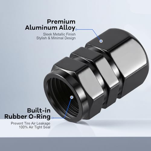 Image of JUSTTOP Car Tire Valve Stem Caps, 12pcs Air Caps Cover, Universal for Cars, SUVs, Bike, Trucks and Motorcycles-Black