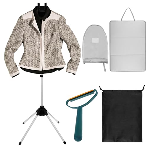 Kandishiex Steamer Hanger Stand Adjustable Height Handheld Garment Steamer Stand 360° Rotatable Steam Iron Rack Foldable Clothes Steaming Rack (Black)