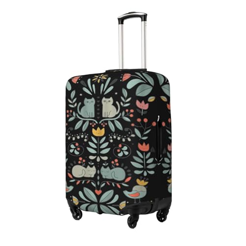 Funny Cats Birds And Flowers Print Luggage Suitcase Cover Protector Luggage Washable Covers With Concealed Zipper2