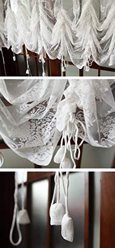 Lyfreen Sheer Curtains 72 Inch Length, Embroidered White Curtains Tie-Up Lace Curtains,Vintage Curtain For Bedroom Children Living Room Yard Kitchen #TOP4