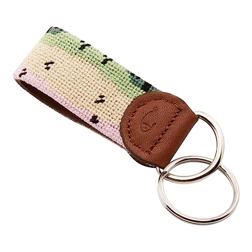 Image of Leather Hand-Stitched Needlepoint Key Fob or Key Chain