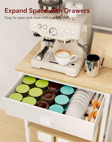 Meuble de rangement pour machine à café compact résolvant le manque de place