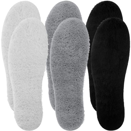 3 Pairs Fleece Sockless Shoe Liner Fuzzy No Show Socks Wool Sock Insoles Inserts Warm Winter Washable Barefoot Imitation Fleece