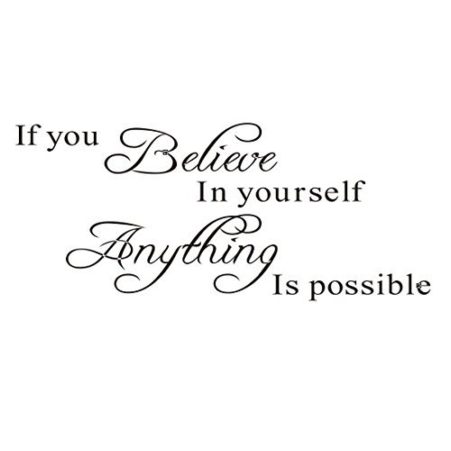 DIVISTAR Inspirational Quotes Wall Stickers Art Decor for Girls Bedroom If You Believe in Yourself Anything is Possible Vinyl Saying Decals