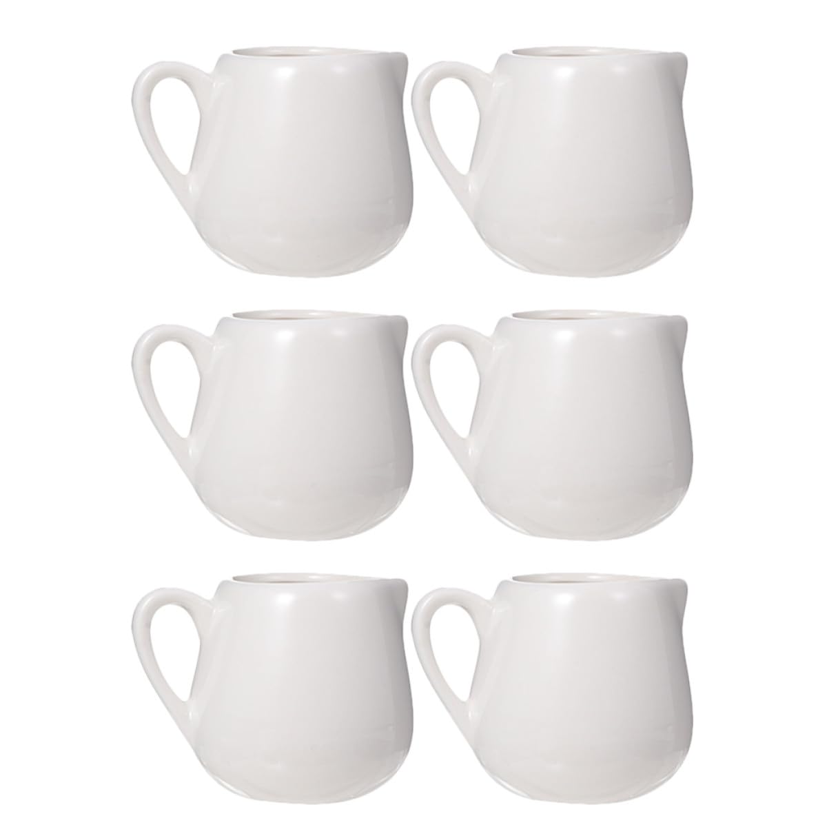 Sewroro Lot de 6 Pots à Lait en Céramique Blanche Poignée Pichet à Sauce Moyen Tasse à Sauce Pratique Cuisine et Service Surface Lisse Facile à Nettoyer