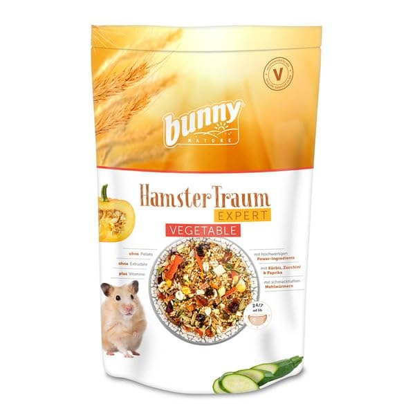 Bunny HamsterTraum EXPERT Vegetable | 500 g | Alleinfuttermittel für Hamster | Ohne Zucker, Zusatzstoffe, Geschmacksverstärker oder Farbstoffe | Mit Vitaminen und Nährstoffen