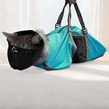 Cinf Cat Nail Clipping Cleaning Grooming Restraint Bag (Free Muzzle) Set No Scratching Biting for Bathing Nail Trimming Injecting Examining(Blue,L)