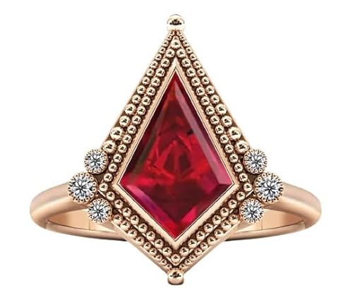 Vintage Ruby Kite Shape Engagement Ring 18k Gold Ruby Wedding