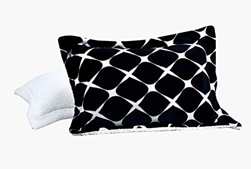 Elegant Comfort Softest, Coziest Premium Quality Heavy Weight Bloomingdale Pattern Micromink Sherpa-Backing Reversible Down Alternative Micro-Suede 3-Piece Comforter Set, King, Black #TOP3