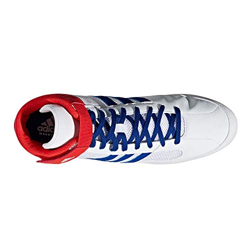 Image of adidas Havoc Mens Adult Wrestling Trainer Shoe Boot White /Blue /Red - UK 6.5