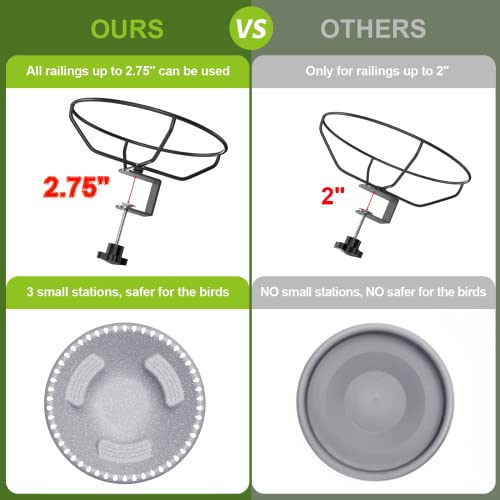 Desgully Deck Mounted Bird Bath Bowl Spa Clamp, Bird Baths For Outdoors Unheated Lightweight Detachable,Drinking Feeder, Adjustable Heavy Duty Sturdy Steel, Great For Attracting Birds (Grey) #TOP2