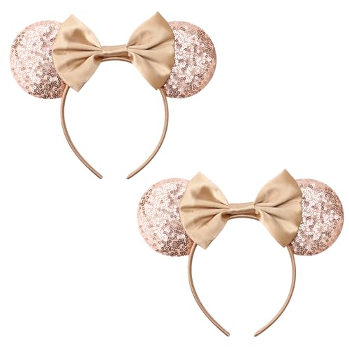 AQOKKA Mouse Ears Headbands with Minnie Elastic Cosplay Costume