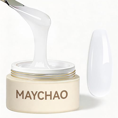 MAYCHAO Builder Gel Milky White Sculpted Gel High Hardness for Nail Extension Broken Repair Protection Durable for Home Salon UV LED Lamp Cured Nail DIY Art Manicure 0.5OZ
