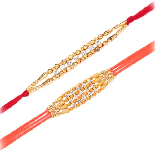 Image of Peora Om Shree Ram Swastik Rakhi for Brother Bhaiya | Crystal & Beads Studded | Red Thread | Raksha Bandhan Hamper with Roli Chawal Greeting Card