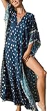 RanRui V-neck Batwing Sleeve Wave Point Water Drop Kaftan Dresses for Women - Plus Size Kaftans, Beach Cover Ups, Momo Dresse, Baati Dresses, Swimsuit Cover Ups, Bohemian Beach Dress 203-2