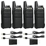 Retevis RT22 Two Way Radio Long Range Rechargeable,Portable 2 Way Radio, USB-C Charging, Handsfree Walkie Talkies for Adults Cruise Hiking Camping(4 Pack)