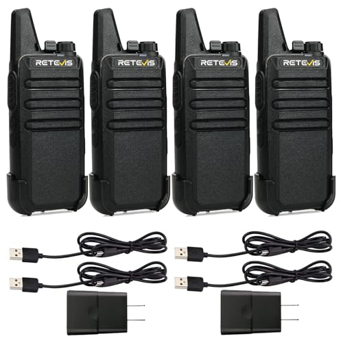 Retevis RT22 Two Way Radio Long Range Rechargeable,Portable 2 Way Radio, USB-C Charging, Handsfree Walkie Talkies for Adults Cruise Hiking Camping(4 Pack)