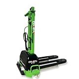 ONEN Semi Electric Pallet Stacker, 1102.3 lbs Capacity, 62.99 inch Lift Height, Self Elevating Forklift with Fixed Cross Legs, Green and Black Material Handling Truck
