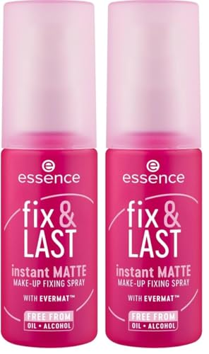 Essence Cosmetics Fix e Last Instant Matte Make-Up Fixing Spray, Opacizzante, Correttore, Opaca, 50 ml (Confezione da 2)