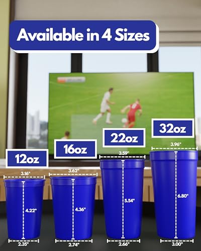 PartyPrints 10 Pack 22 oz Royal Blue Reusable Blank Plastic Cups, Colored Plastic Drinking Cups Food-Grade Stackable Water Cups for Party, Weddings, Events or DIY Projects