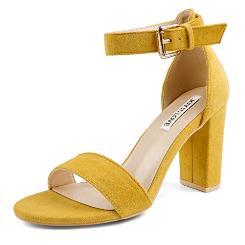 Image of JOY IN LOVE Womens 3.5 inch Chunky Block High Heels Ankle Strap Heeled Sandals