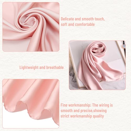 4Pcs 27.5 Inch Satin Square Head Scarf Silk Scarf Fashion Lightweight Neck Scarf Bandanas Sleeping Head Wraps For Women (Sky Blue+Black+Champagne+Pink)3