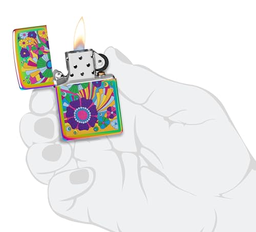Image of Zippo Vintage Flowers Design (Multi-Color), Windproof Pocket Lighter, Fuel Refillable, BIS Certified