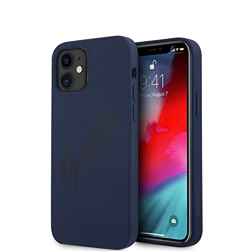 GUESS hardcase Script Coque Vintage pour GUHCP12SLSVSBL iPhone 12 Mini 5,4" Bleu
