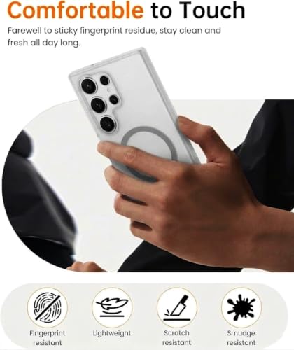 Image of DIZORO Matte Case for Samsung Galaxy S24 Ultra Compatible with MagSafe, Camera Lens Full Protection, Shockproof Translucent Frosted TPU Soft Phone Cover, Anti-Fingerprint (Titanium)